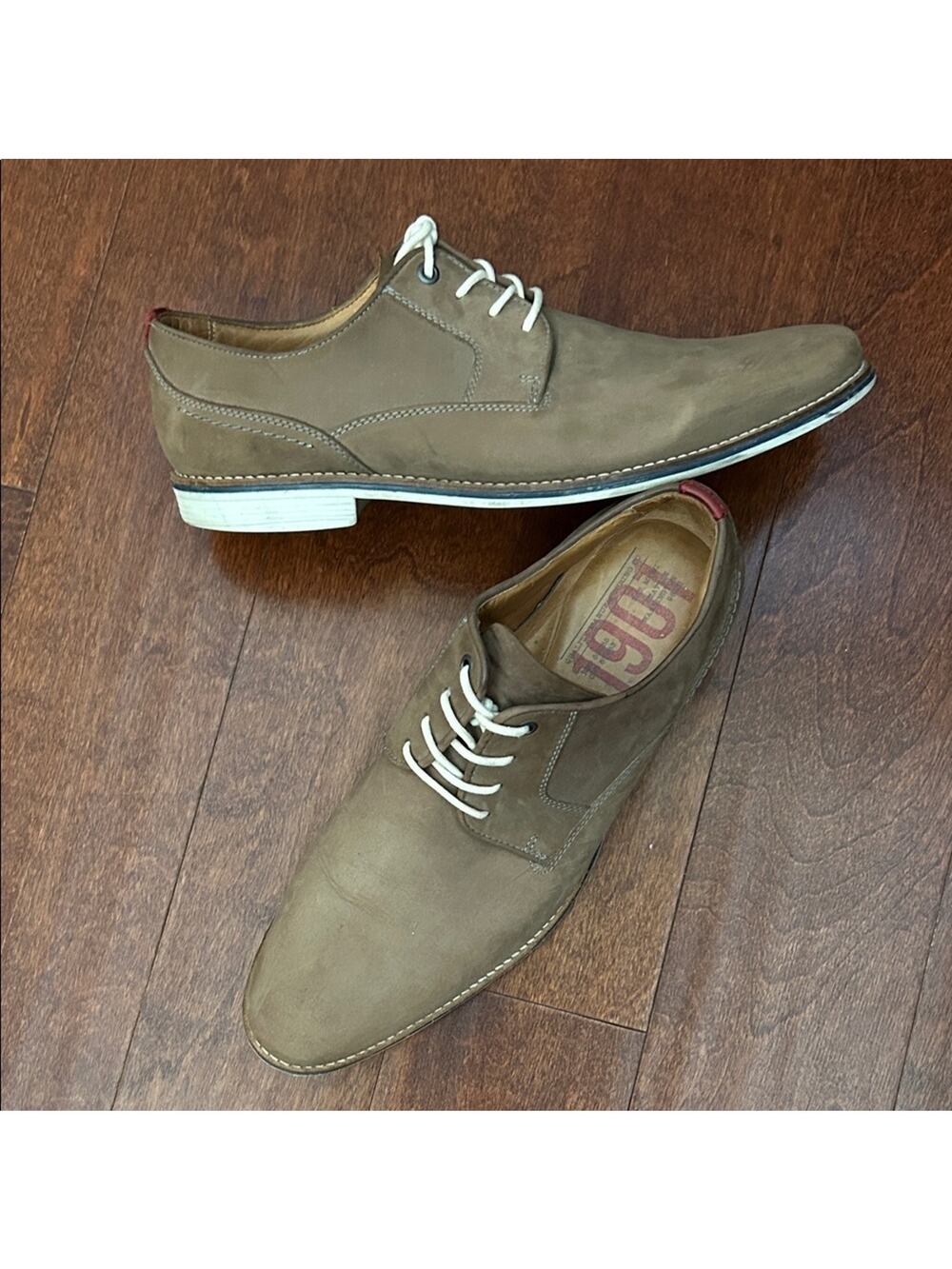 1901 Men's Brown Leather Lace Up Oxfords, Size 12